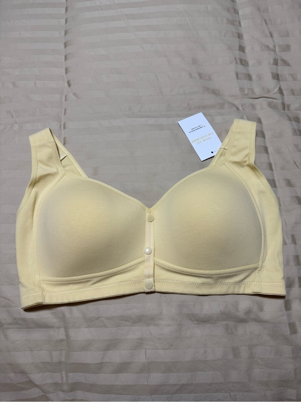 Daisy wireless snap front close soft cup cream yellow beige comfort bra size 2XL